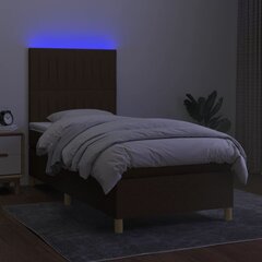 vidaXL kontinentaalvoodi madratsiga ja LED, tumepruun, 90x190 cm, kangas цена и информация | Кровати | kaup24.ee