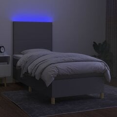 vidaXL kontinentaalvoodi madratsiga ja LED, helehall, 80x200 cm, kangas цена и информация | Кровати | kaup24.ee