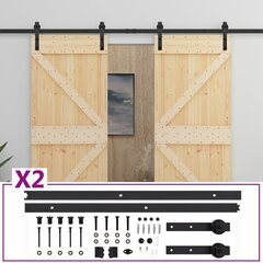 Liuguks tarvikute komplektiga vidaXL 100 x 210 cm, männipuit цена и информация | Межкомнатные двери | kaup24.ee