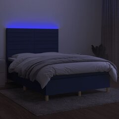 vidaXL kontinentaalvoodi madratsiga ja LED, sinine, 140x190 cm, kangas цена и информация | Кровати | kaup24.ee