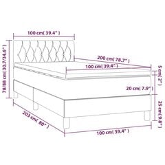 vidaXL kontinentaalvoodi madrats ja LED, tumepruun, 100x200 cm, kangas цена и информация | Кровати | kaup24.ee