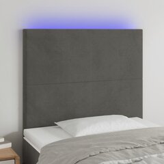 vidaXL LED-voodipeats, tumehall, 90x5x118/128 cm, samet hind ja info | Voodid | kaup24.ee