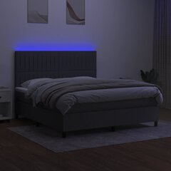 vidaXL kontinentaalvoodi madrats ja LED, tumehall, 160x200 cm, kangas hind ja info | Voodid | kaup24.ee