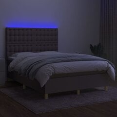 vidaXL kontinentaalvoodi madratsiga ja LED, pruunikas, 140x200 cm, kangas цена и информация | Кровати | kaup24.ee