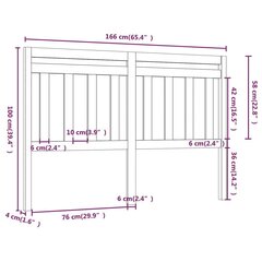 vidaXL voodipeats, meepruun, 166 x 4 x 100 cm, männipuit hind ja info | Voodid | kaup24.ee