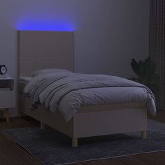 vidaXL kontinentaalvoodi madrats ja LED, kreemjas, 90x200 cm, kangas цена и информация | Кровати | kaup24.ee