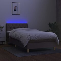 vidaXL kontinentaalvoodi madratsiga ja LED, pruunikas, 80x200 cm, kangas цена и информация | Кровати | kaup24.ee