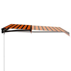 vidaXL käsitsi sissetõmmatav varikatus, LED 350x250 cm, oranž ja pruun цена и информация | Зонты, маркизы, стойки | kaup24.ee