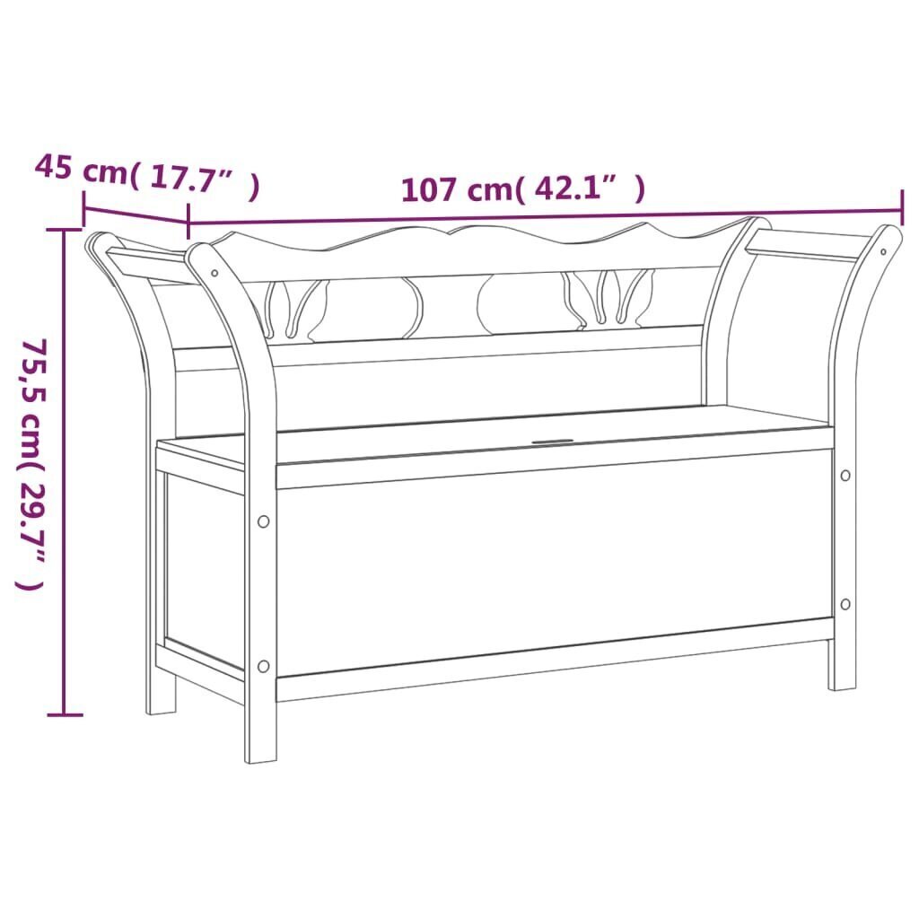 vidaXL pink, valge, 107 x 45 x 75,5 cm, nulupuit цена и информация | Jalatsikapid, jalatsiriiulid | kaup24.ee