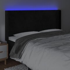 vidaXL LED-voodipeats, must, 183x16x118/128 cm, samet цена и информация | Кровати | kaup24.ee