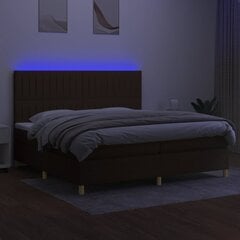 vidaXL kontinentaalvoodi madratsiga ja LED, tumepruun, 200x200 cm, kangas hind ja info | Voodid | kaup24.ee