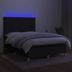 vidaXL kontinentaalvoodi madratsiga ja LED, must, 140x200 cm, kangas цена и информация | Кровати | kaup24.ee