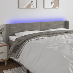 vidaXL LED-voodipeats, helehall, 163x16x78/88 cm, samet цена и информация | Кровати | kaup24.ee