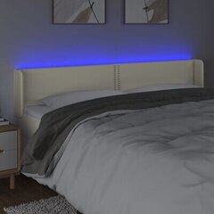 vidaXL LED-voodipeats, kreemjas, 163x16x78/88 cm, kunstnahk hind ja info | Voodid | kaup24.ee