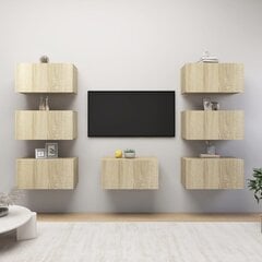 vidaXL telerikapid, 7 tk, Sonoma tamm, 30,5x30x60 cm, puitlaastplaat цена и информация | Тумбы под телевизор | kaup24.ee