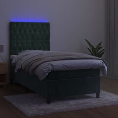 vidaXL kontinentaalvoodi madrats, LED, tumeroheline, 90x190 cm, samet hind ja info | Voodid | kaup24.ee