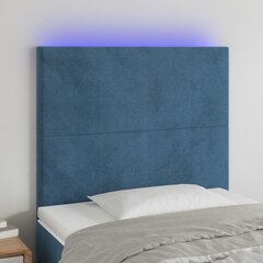 vidaXL LED-voodipeats, tumesinine, 90x5x118/128 cm, samet цена и информация | Кровати | kaup24.ee