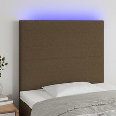 vidaXL LED-voodipeats, tumepruun, 90x5x118/128 cm, kangas цена и информация | Кровати | kaup24.ee