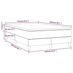 vidaXL kontinentaalvoodi madratsiga, tumeroheline, 120x200 cm, samet цена и информация | Кровати | kaup24.ee