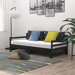 Lahtikäiv voodi vidaXL, must, 2 x (90 x 200) cm, täis männipuit hind ja info | Voodid | kaup24.ee