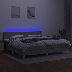 vidaXL kontinentaalvoodi madratsiga ja LED, helehall, 200x200 cm, kangas цена и информация | Кровати | kaup24.ee