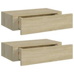 vidaXL sahtlitega seinariiulid, 2 tk, tamm, 40 x 23,5 x 10 cm MDF hind ja info | Riiulid | kaup24.ee