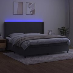 vidaXL kontinentaalvoodi madratsiga ja LED, tumehall, 200x200 cm, samet hind ja info | Voodid | kaup24.ee