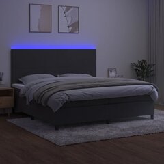 vidaXL kontinentaalvoodi madratsiga, LED, tumehall, 200x200 cm, samet hind ja info | Voodid | kaup24.ee