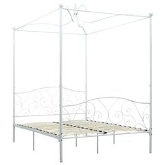 vidaXL baldahhiiniga voodiraam, valge, metall, 120 x 200 cm hind ja info | Voodid | kaup24.ee