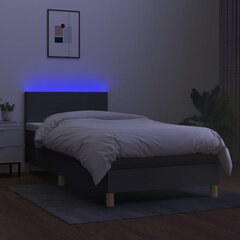 vidaXL kontinentaalvoodi madrats ja LED, tumehall, 90x190 cm, kangas hind ja info | Voodid | kaup24.ee