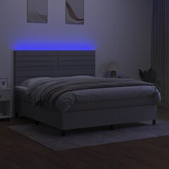 Кровать vidaXL с пружинами/матрас/LED, ткань, 180x200 см, серая цена и информация | Кровати | kaup24.ee