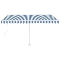 vidaXL automaatne varikatus, LED, tuuleandur, 400x300 cm, sinine/valge hind ja info | Päikesevarjud, markiisid ja alused | kaup24.ee