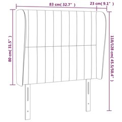 vidaXL voodipeats servadega, tumehall, 83x23x118/88 cm, samet цена и информация | Кровати | kaup24.ee