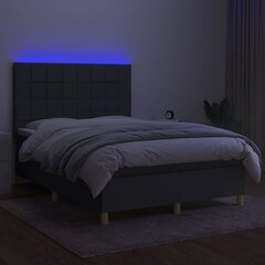 vidaXL kontinentaalvoodi madratsiga ja LED, tumehall, 140x190 cm, kangas цена и информация | Кровати | kaup24.ee