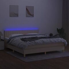 vidaXL kontinentaalvoodi madrats ja LED, kreemjas, 180x200 cm, kangas цена и информация | Кровати | kaup24.ee