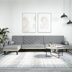 vidaXL L-kujuline diivanvoodi, helehall, 260 x 140 x 70 cm, kangas hind ja info | Diivanid ja diivanvoodid | kaup24.ee