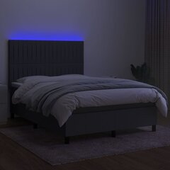 vidaXL kontinentaalvoodi madrats ja LED, tumehall, 140x190 cm, kangas цена и информация | Кровати | kaup24.ee