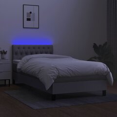 vidaXL kontinentaalvoodi madrats ja LED, helehall, 90x190 cm, kangas цена и информация | Кровати | kaup24.ee