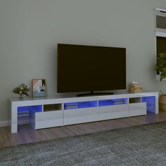 vidaXL telerialus LED-tuledega, kõrgläikega valge, 260x36,5x40 cm цена и информация | Тумбы под телевизор | kaup24.ee