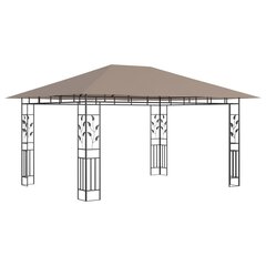 vidaXL varjualune sääsevõrguga, 4x3x2,73 m, pruunikashall, 180 g/m² цена и информация | Беседки, навесы, тенты | kaup24.ee