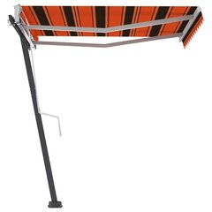 vidaXL käsitsi sissetõmmatav varikatus 300 x 250 cm oranž/pruun цена и информация | Зонты, маркизы, стойки | kaup24.ee