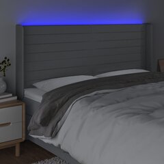 vidaXL LED-voodipeats, helehall, 183x16x118/128 cm, kangas цена и информация | Кровати | kaup24.ee