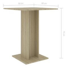 vidaXL bistroolaud, Sonoma tamm, 60 x 60 x 75 cm puitlaastplaat цена и информация | Кухонные и обеденные столы | kaup24.ee