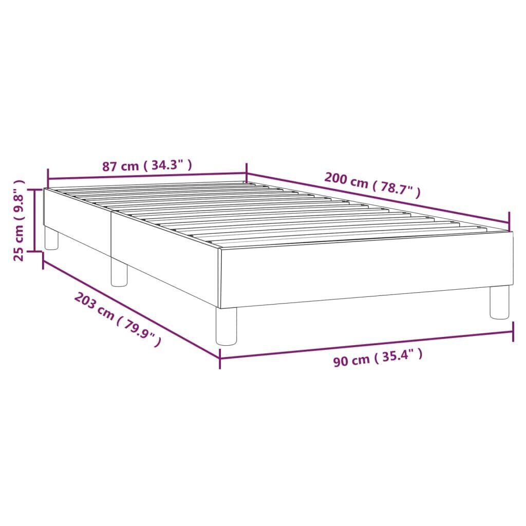 vidaXL kontinentaalvoodi, helehall, 90x200 cm, kangas hind ja info | Voodid | kaup24.ee