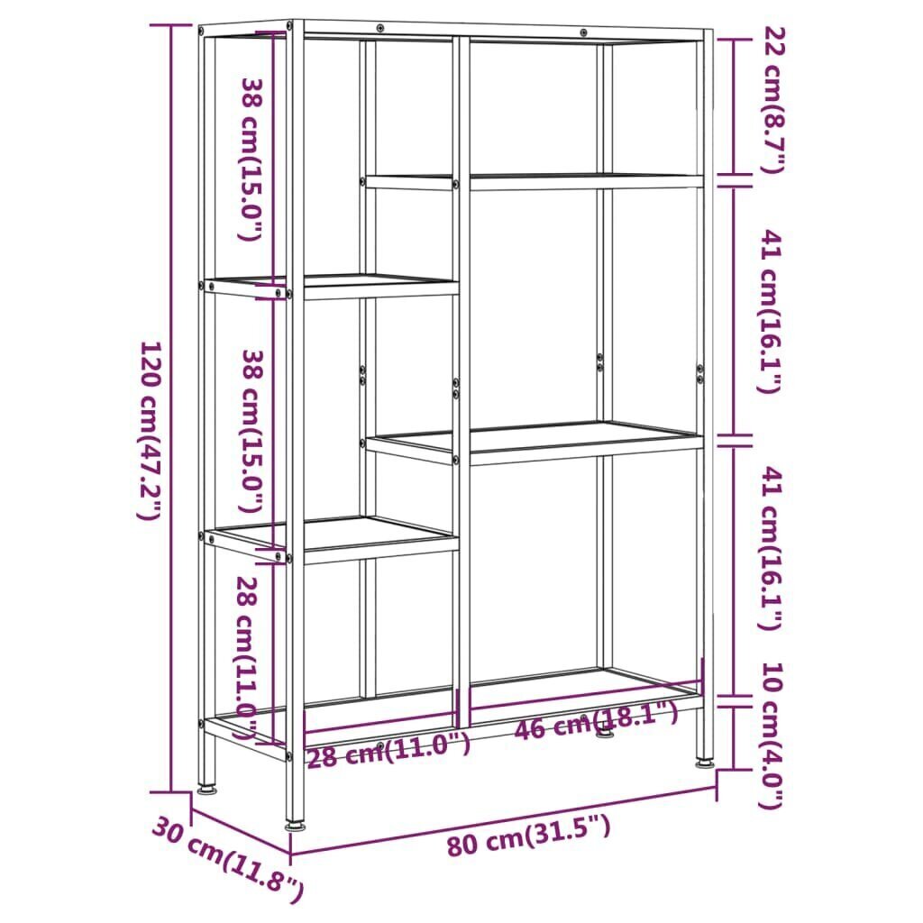 vidaXL raamaturiiul, 80 x 30 x 120 cm, teras ja tehispuit hind ja info | Riiulid | kaup24.ee