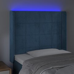 vidaXL LED-voodipeats, tumesinine, 93x16x118/128 cm, samet цена и информация | Кровати | kaup24.ee