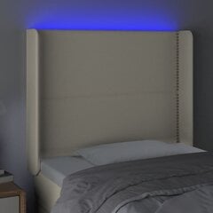 vidaXL LED-voodipeats, kreemjas, 83x16x118/128 cm, kunstnahk цена и информация | Кровати | kaup24.ee