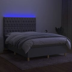 vidaXL kontinentaalvoodi madrats ja LED, helehall, 140x200 cm, kangas цена и информация | Кровати | kaup24.ee