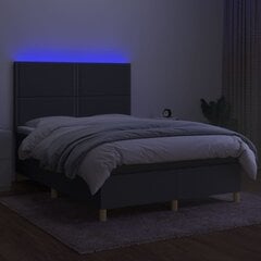 vidaXL kontinentaalvoodi madratsiga ja LED, tumehall, 140x200 cm, kangas цена и информация | Кровати | kaup24.ee