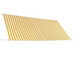vidaXL sissetõmmatav varikatus, 350 x 150 cm, kollane ja valge hind ja info | Päikesevarjud, markiisid ja alused | kaup24.ee